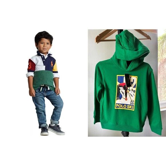 Polo RALPH LAURENBOYS 2T POLO, SWEATERNWT FLEECE HOODIE LOT OF 2 PCS NEW